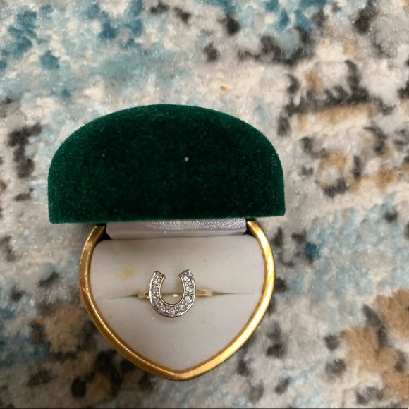 Vintage Jewelry - Antique vintage 10K gold + diamond horsesh…